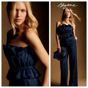 Sezane Gioia Blouse Navy Marine